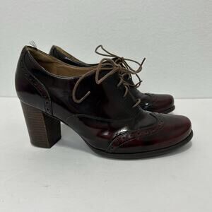 Clarks Artisan Burgundy Brogue Heels Ciera Pier Brine Oxblood US 8.5 Wingtip